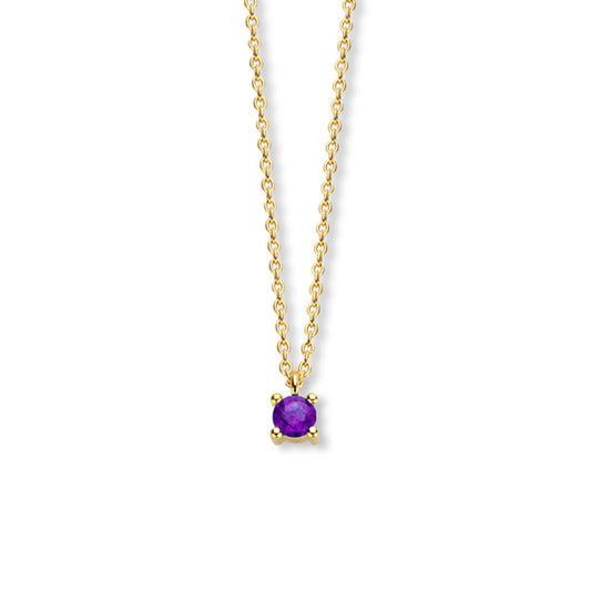 Exclusief 14 KT geelgouden anker collier met geboortesteen 3.5 mm met chatonzetting