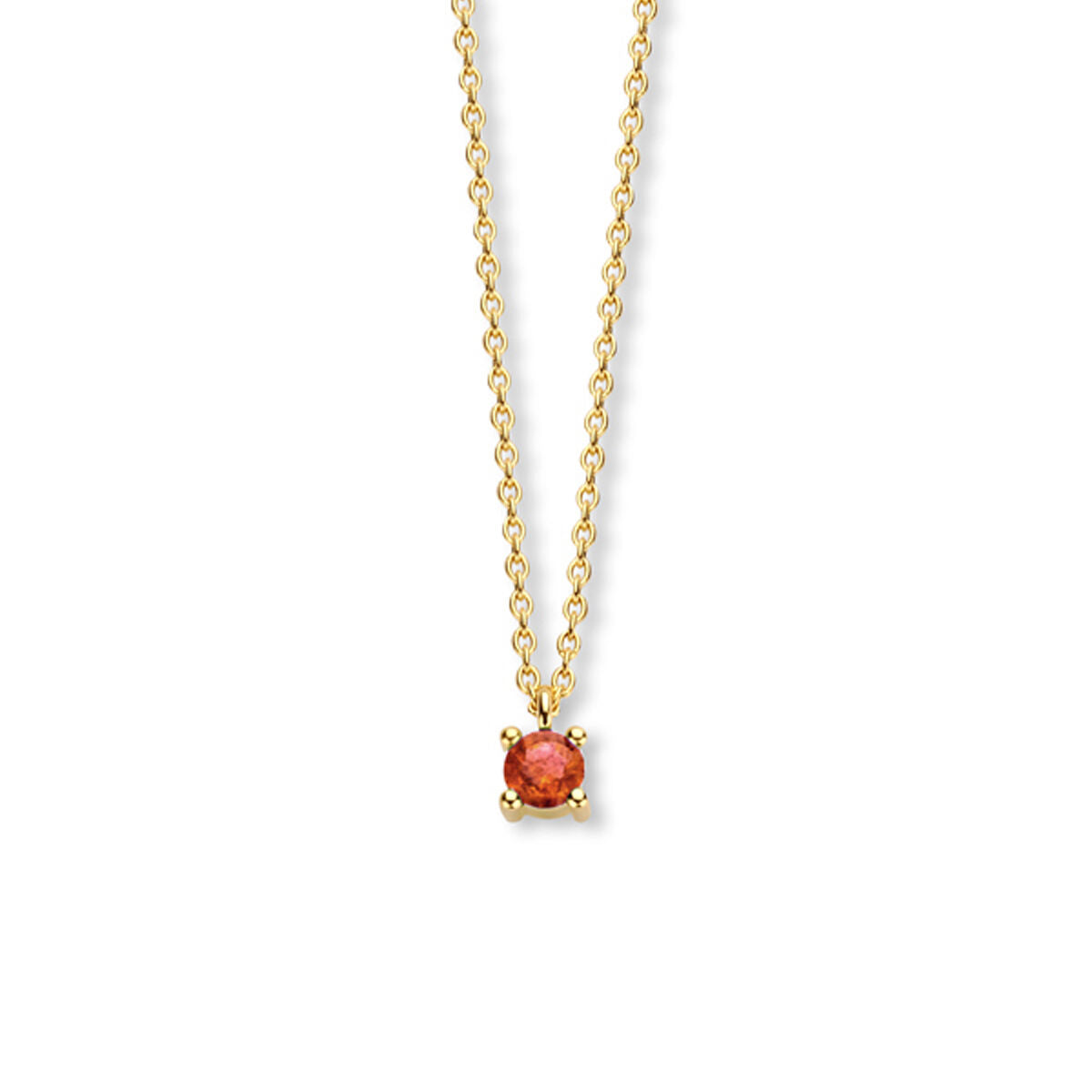 Exclusief 14 KT geelgouden anker collier met geboortesteen 3.5 mm met chatonzetting