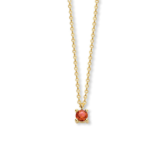 Exclusief 14 KT geelgouden anker collier met geboortesteen 3.5 mm met chatonzetting