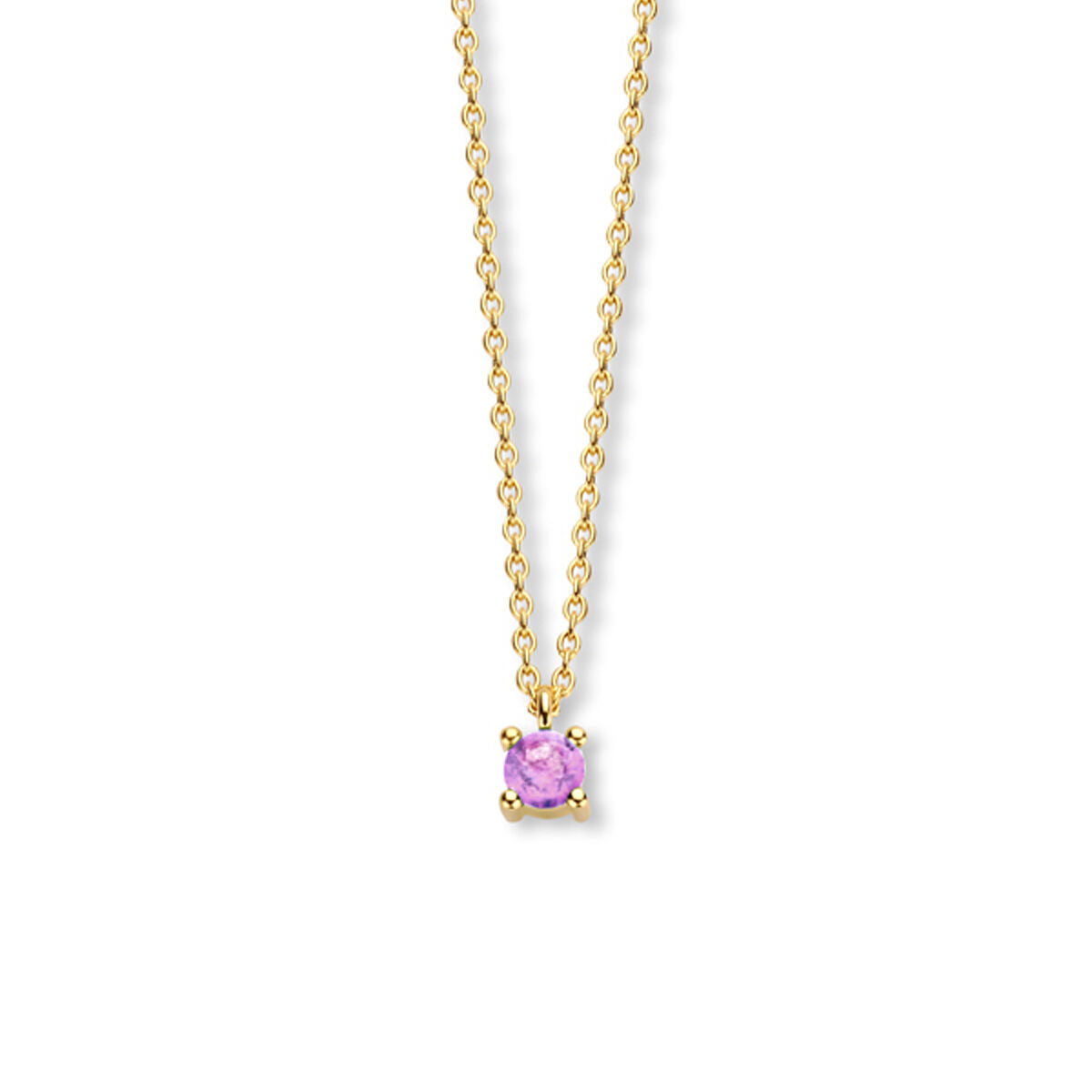 Exclusief 14 KT geelgouden anker collier met geboortesteen 3.5 mm met chatonzetting