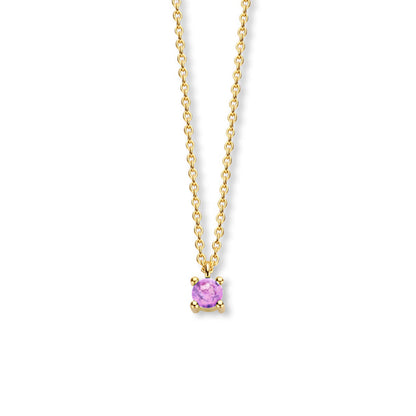 Exclusief 14 KT geelgouden anker collier met geboortesteen 3.5 mm met chatonzetting