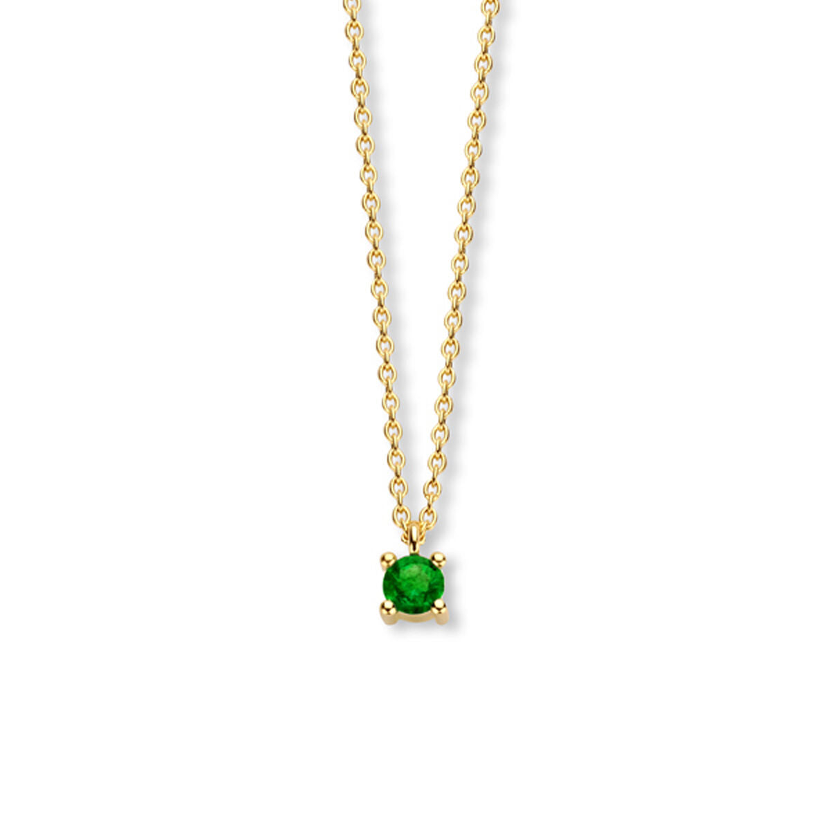 Exclusief 14 KT geelgouden anker collier met geboortesteen 3.5 mm met chatonzetting