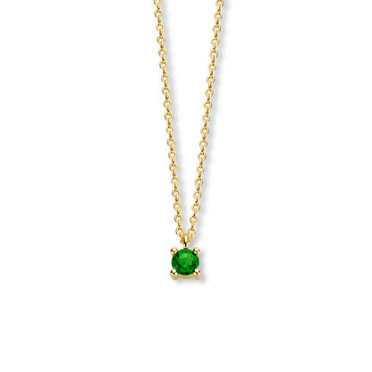 Exclusief 14 KT geelgouden anker collier met geboortesteen 3.5 mm met chatonzetting