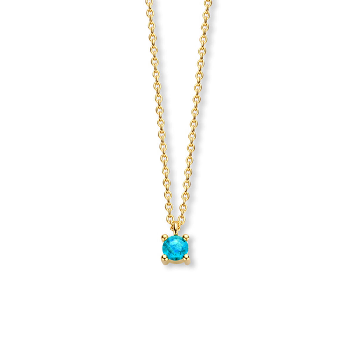 Exclusief 14 KT geelgouden anker collier met geboortesteen 3.5 mm met chatonzetting