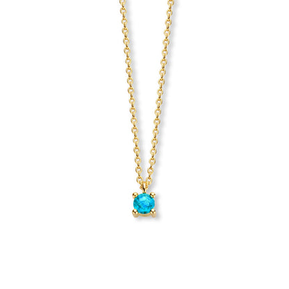 Exclusief 14 KT geelgouden anker collier met geboortesteen 3.5 mm met chatonzetting