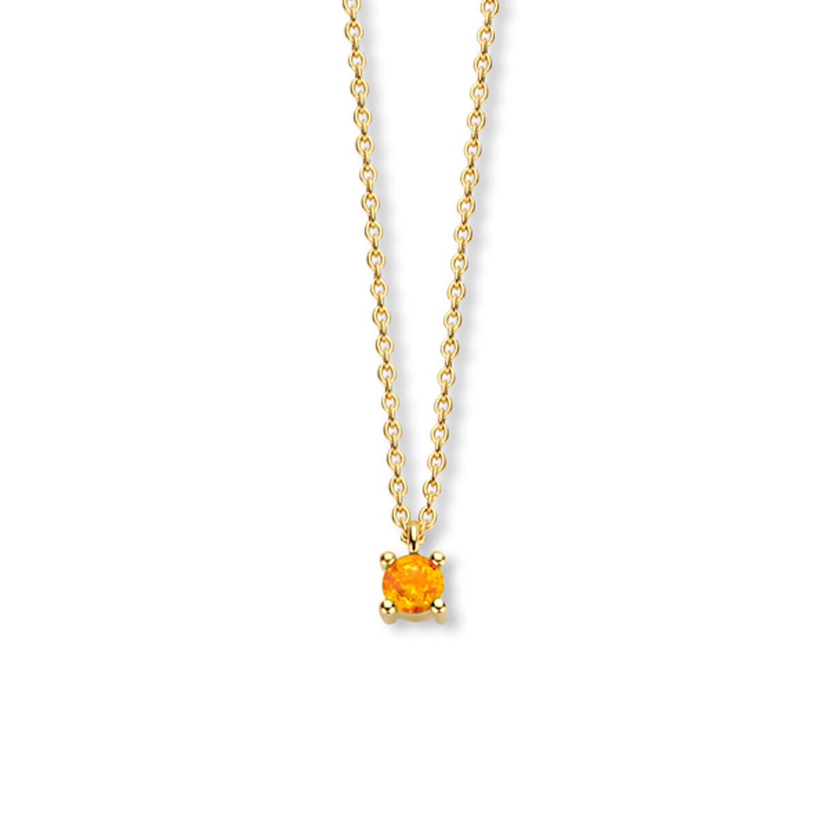 Exclusief 14 KT geelgouden anker collier met geboortesteen 3.5 mm met chatonzetting