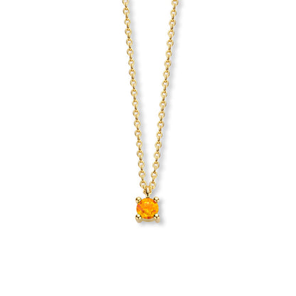Exclusief 14 KT geelgouden anker collier met geboortesteen 3.5 mm met chatonzetting