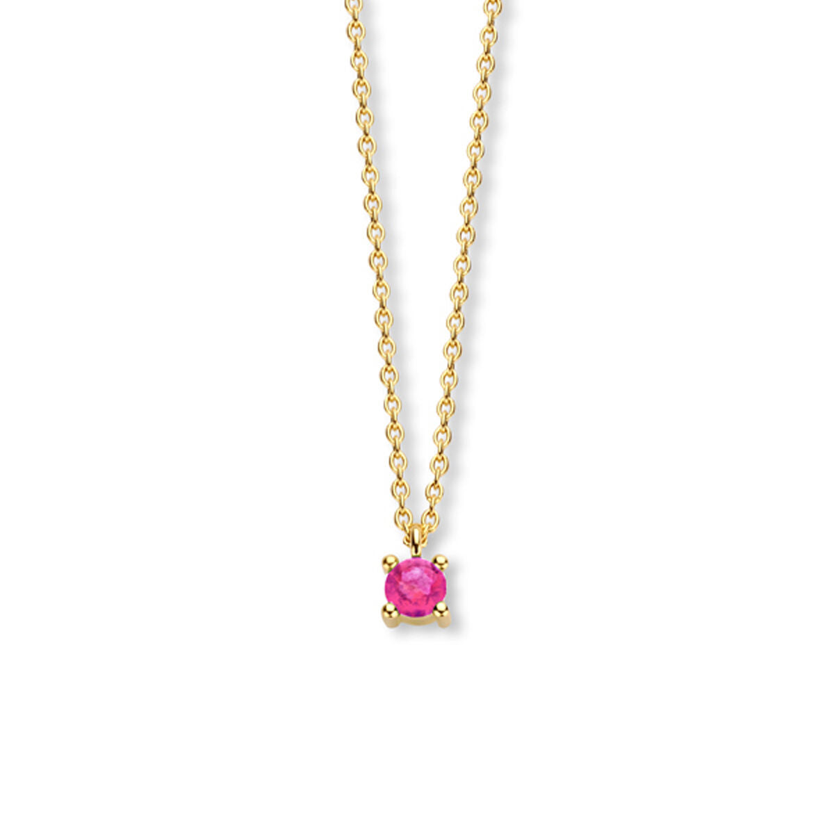 Exclusief 14 KT geelgouden anker collier met geboortesteen 3.5 mm met chatonzetting