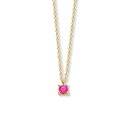 Exclusief 14 KT geelgouden anker collier met geboortesteen 3.5 mm met chatonzetting