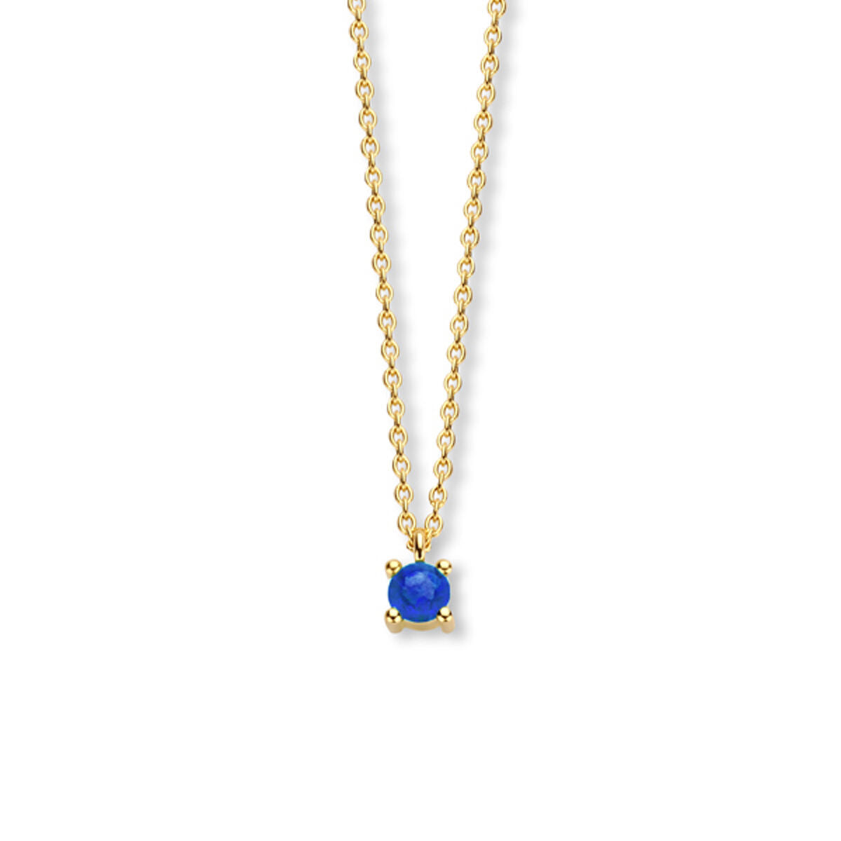 Exclusief 14 KT geelgouden anker collier met geboortesteen 3.5 mm met chatonzetting