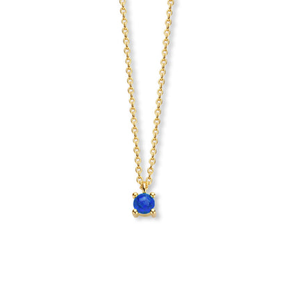 Exclusief 14 KT geelgouden anker collier met geboortesteen 3.5 mm met chatonzetting