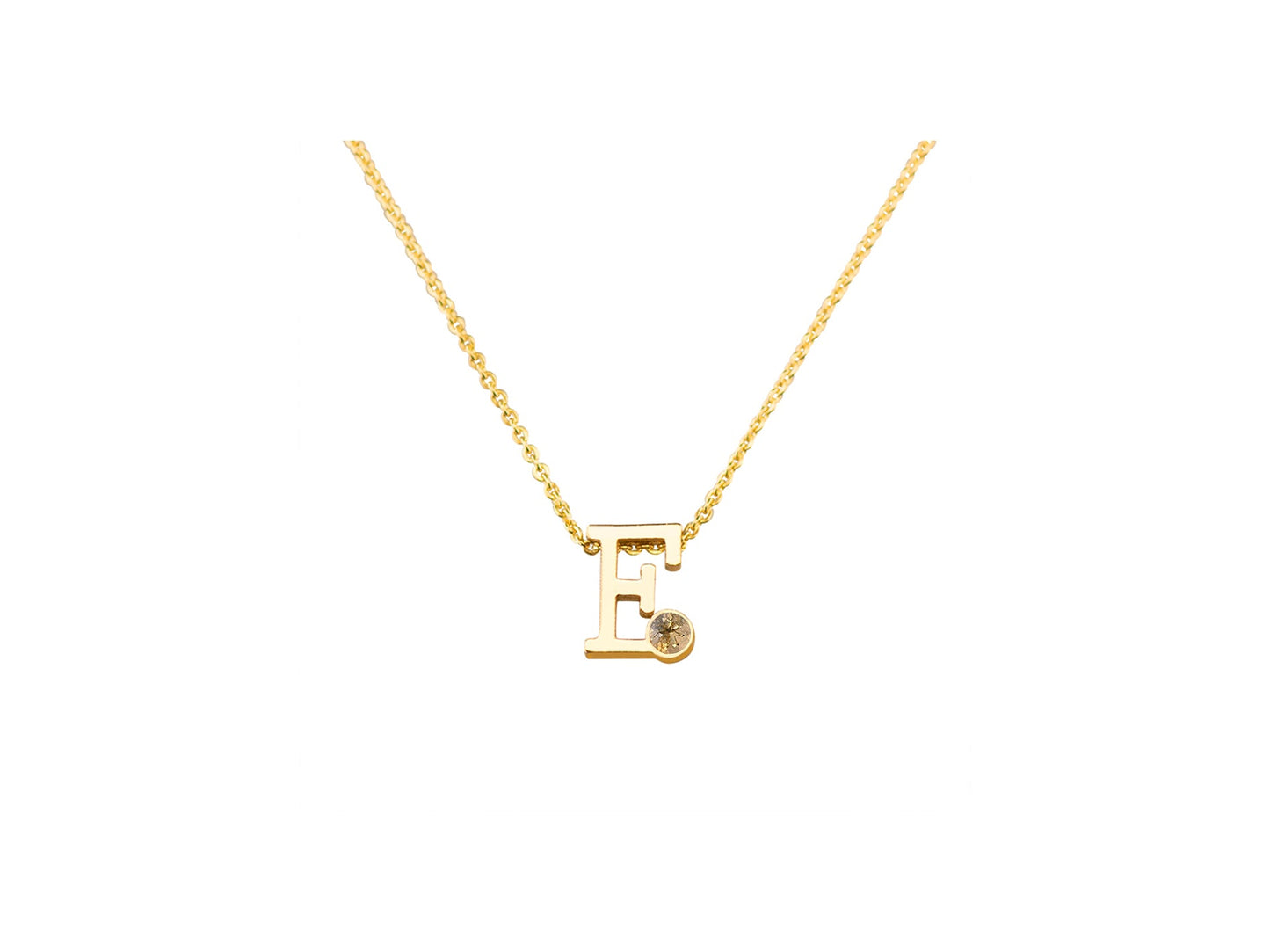 Geelgouden letter gedenkhanger met geboortesteentje inclusief collier
