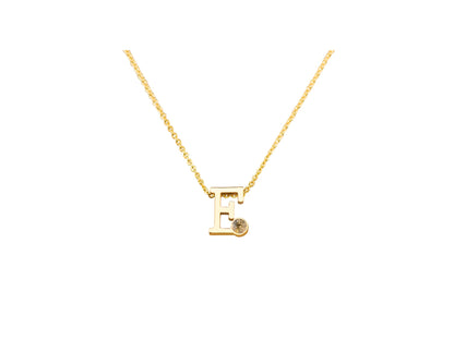 Geelgouden letter gedenkhanger met geboortesteentje inclusief collier