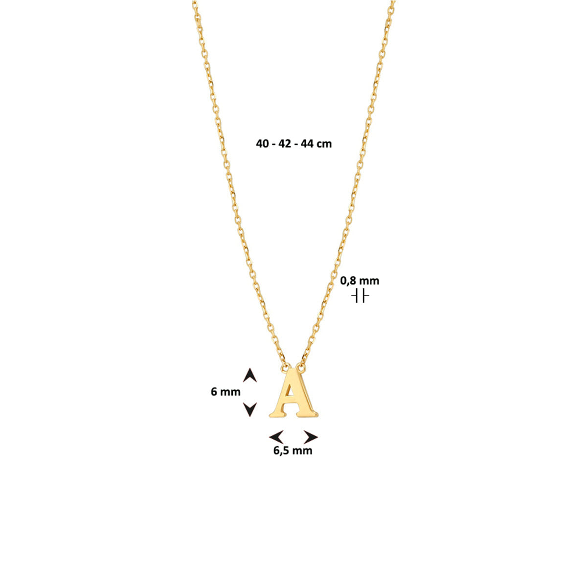 Elegant 14 KT geelgouden anker colier uitgevoerd met een letter uit onze collectie gedenksieraden. Alle