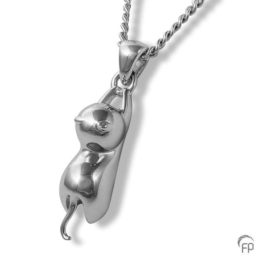 Deze zilveren 925 sterling ashanger kenmerkt zich door het fraai en speels ontworpen karakter. Dit gedenksieraad kan met as en ook met haar van je huisdier gevuld worden.