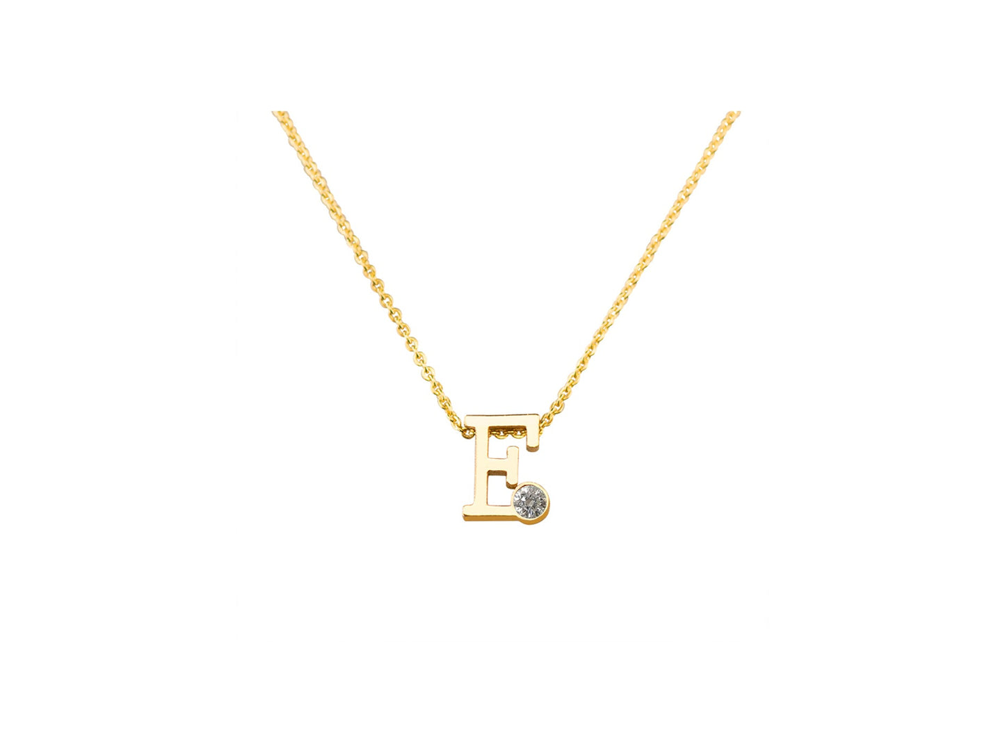 Geelgouden letter gedenkhanger met geboortesteentje inclusief collier
