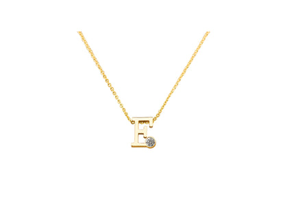 Geelgouden letter gedenkhanger met geboortesteentje inclusief collier