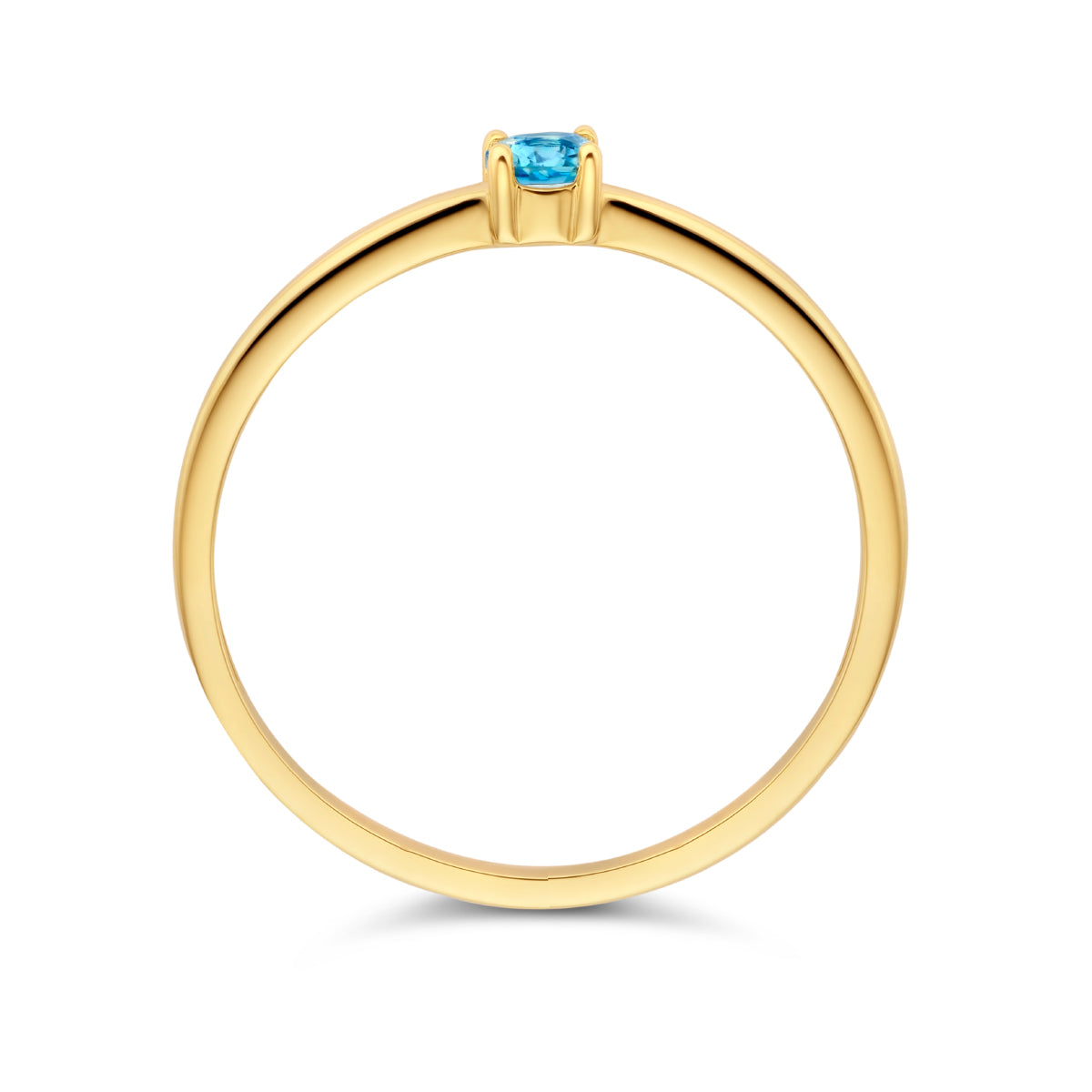  Exclusieve 14 KT geelgouden ring 3 mm met geboortesteen december uit onze collectie geboortesieraden. 