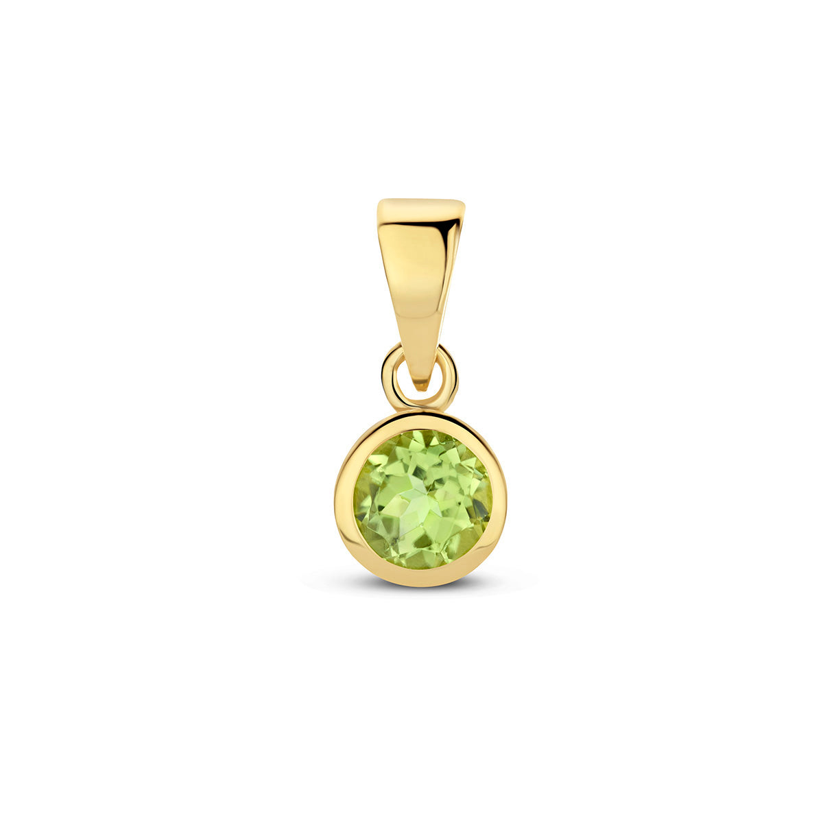 Exclusieve 14 KT geelgouden hanger met geboortesteen augustus uit onze collectie geboortesieraden.