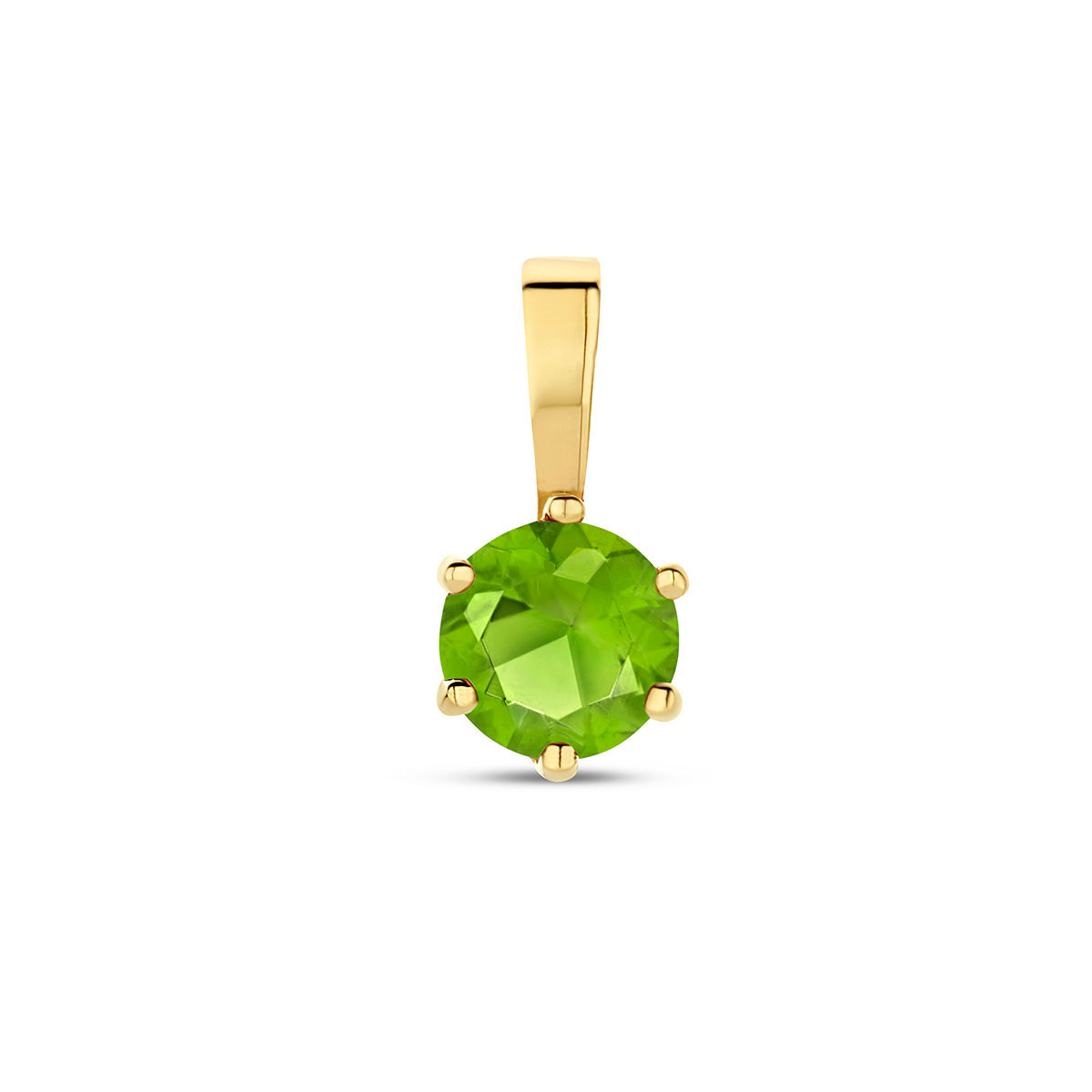 Exclusieve 14 KT geelgouden hanger met geboortesteen augustus uit onze collectie geboortesieraden.