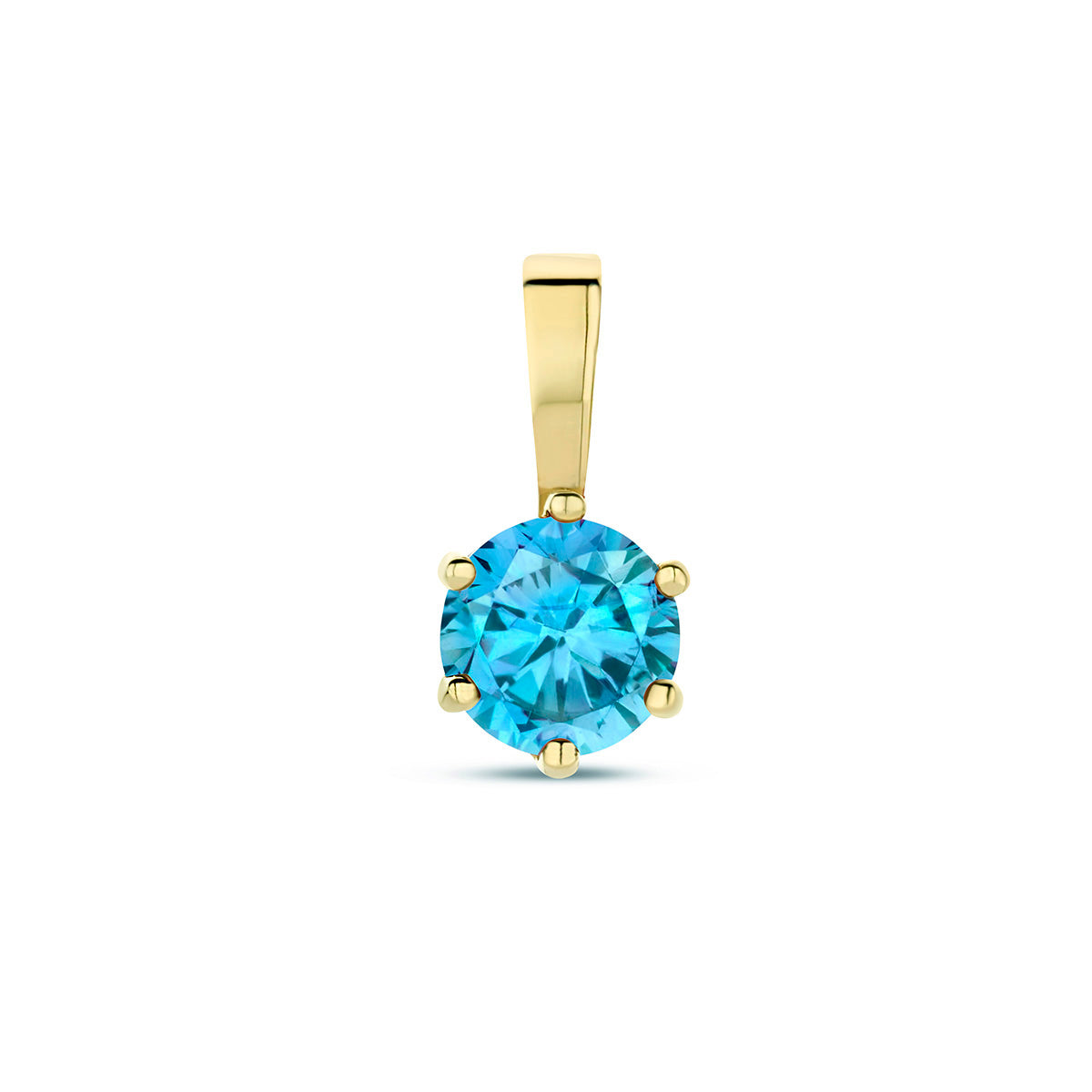 Exclusieve 14 KT geelgouden hanger met geboortesteen december uit onze collectie geboortesieraden.