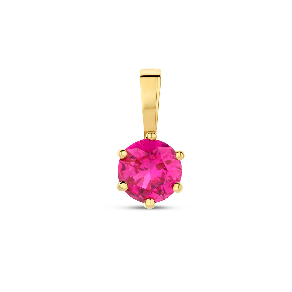 Exclusieve 14 KT geelgouden hanger met geboortesteen juli uit onze collectie geboortesieraden.