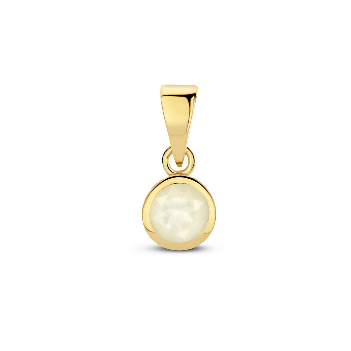Exclusieve 14 KT geelgouden hanger met geboortesteen juni uit onze collectie geboortesieraden.