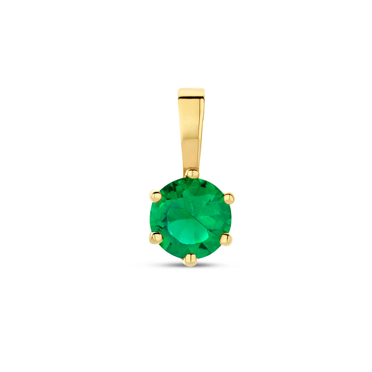 Exclusieve 14 KT geelgouden hanger met geboortesteen mei uit onze collectie geboortesieraden.