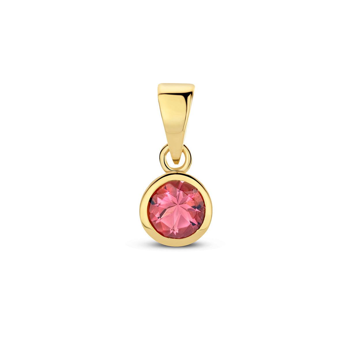 Exclusieve 14 KT geelgouden hanger met geboortesteen oktober uit onze collectie geboortesieraden.