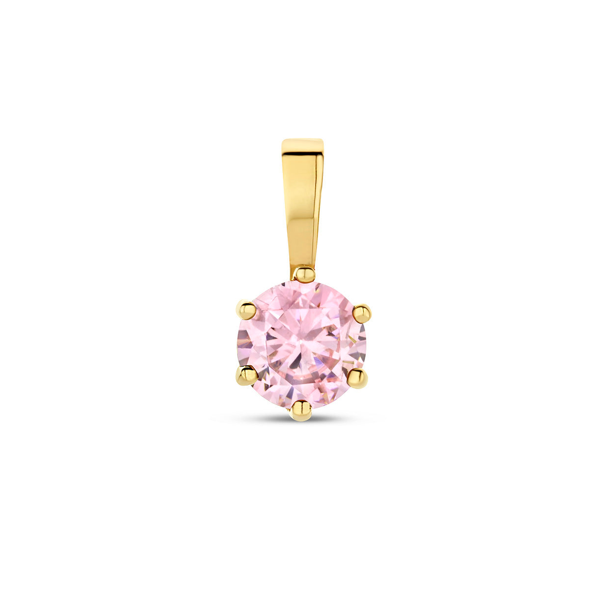 Exclusieve 14 KT geelgouden hanger met geboortesteen oktober uit onze collectie geboortesieraden.