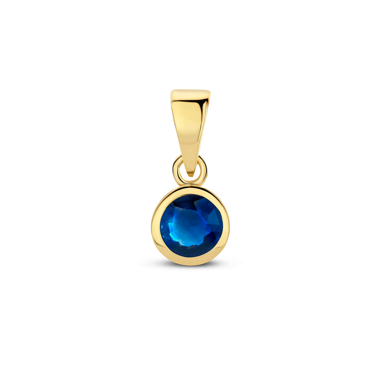 Exclusieve 14 KT geelgouden hanger met geboortesteen september uit onze collectie geboortesieraden.