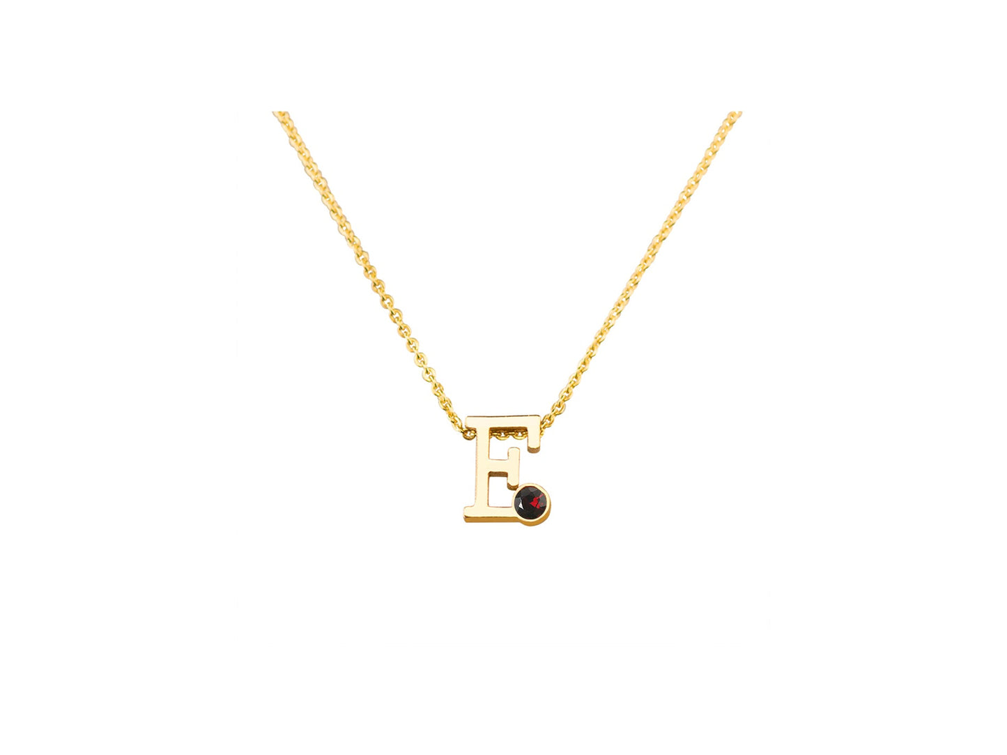 Geelgouden letter gedenkhanger met geboortesteentje inclusief collier