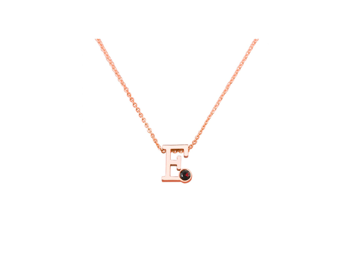 Roségouden letter gedenkhanger met geboortesteentje inclusief collier