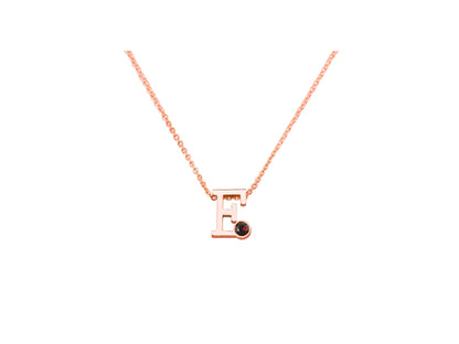 Roségouden letter gedenkhanger met geboortesteentje inclusief collier