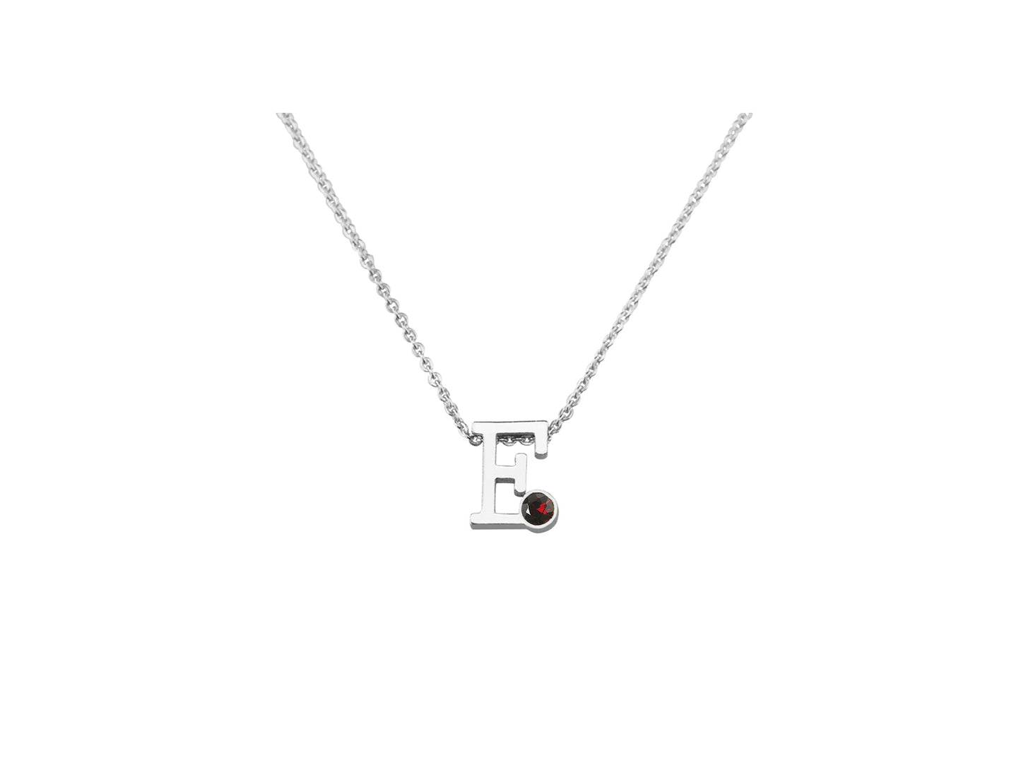 Collier met initiaal/letter  hanger met geboortesteentje naar keuze.