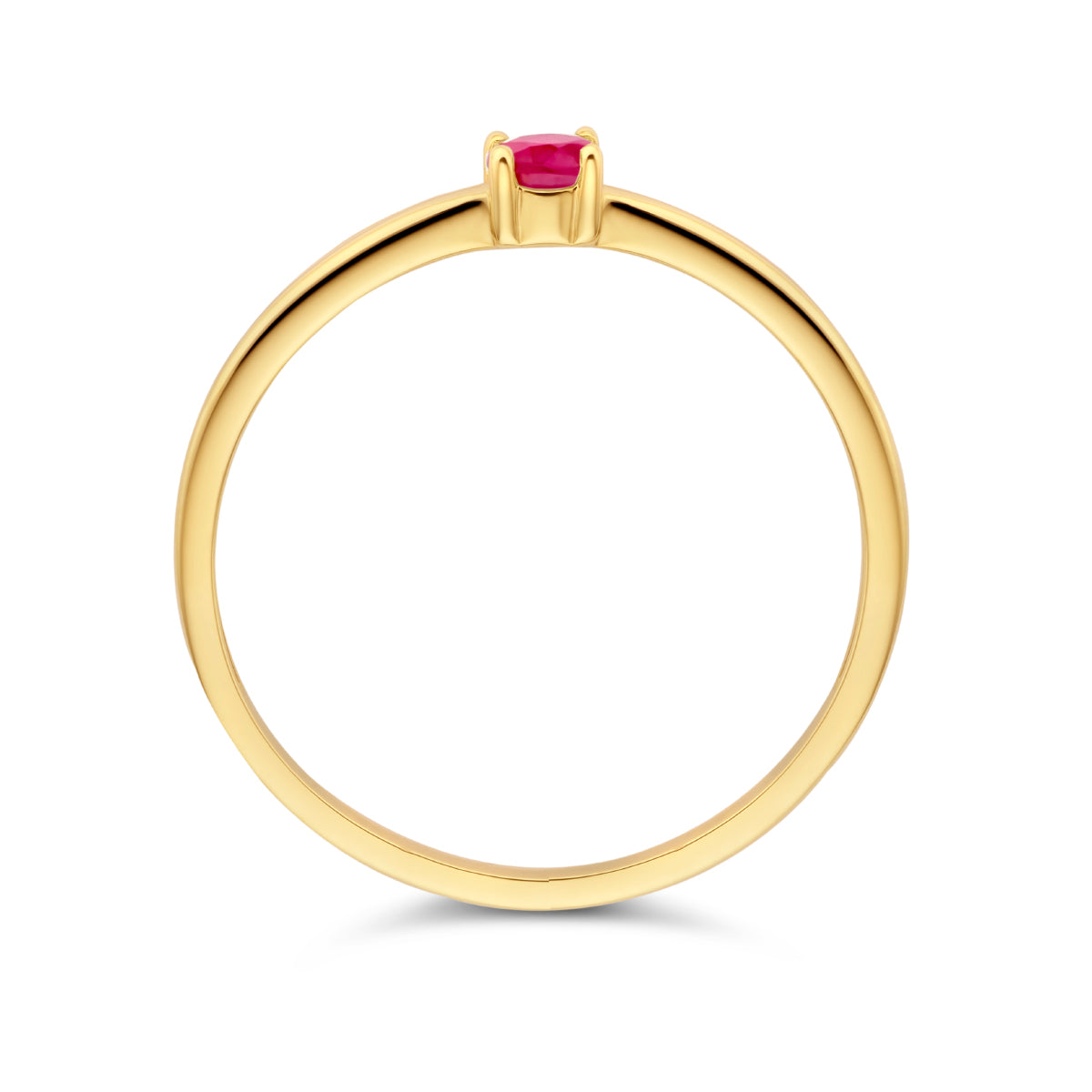  Exclusieve 14 KT geelgouden ring 3 mm met geboortesteen juli uit onze collectie geboortesieraden. 