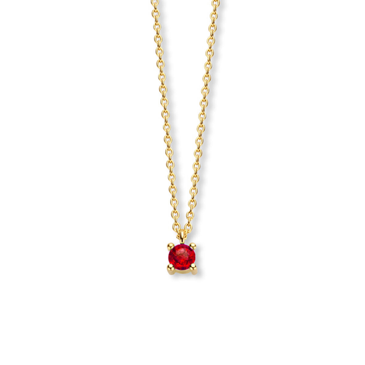 Exclusief 14 KT geelgouden anker collier met geboortesteen 3.5 mm met chatonzetting