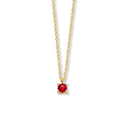 Exclusief 14 KT geelgouden anker collier met geboortesteen 3.5 mm met chatonzetting