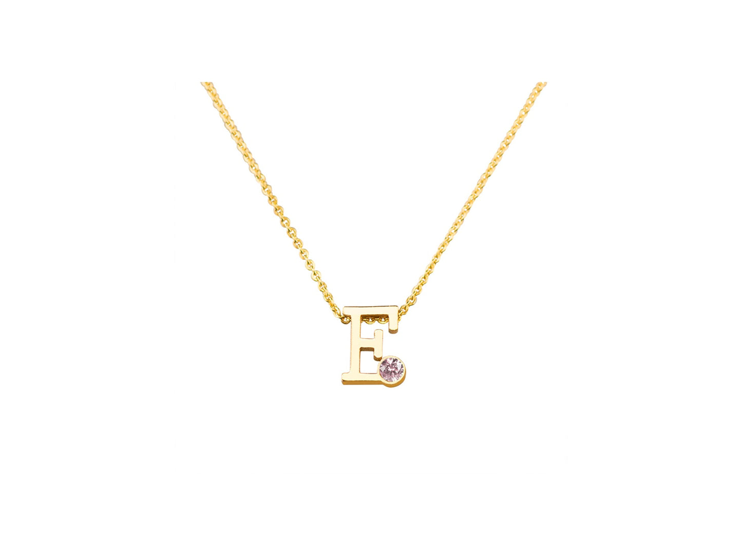 Geelgouden letter gedenkhanger met geboortesteentje inclusief collier