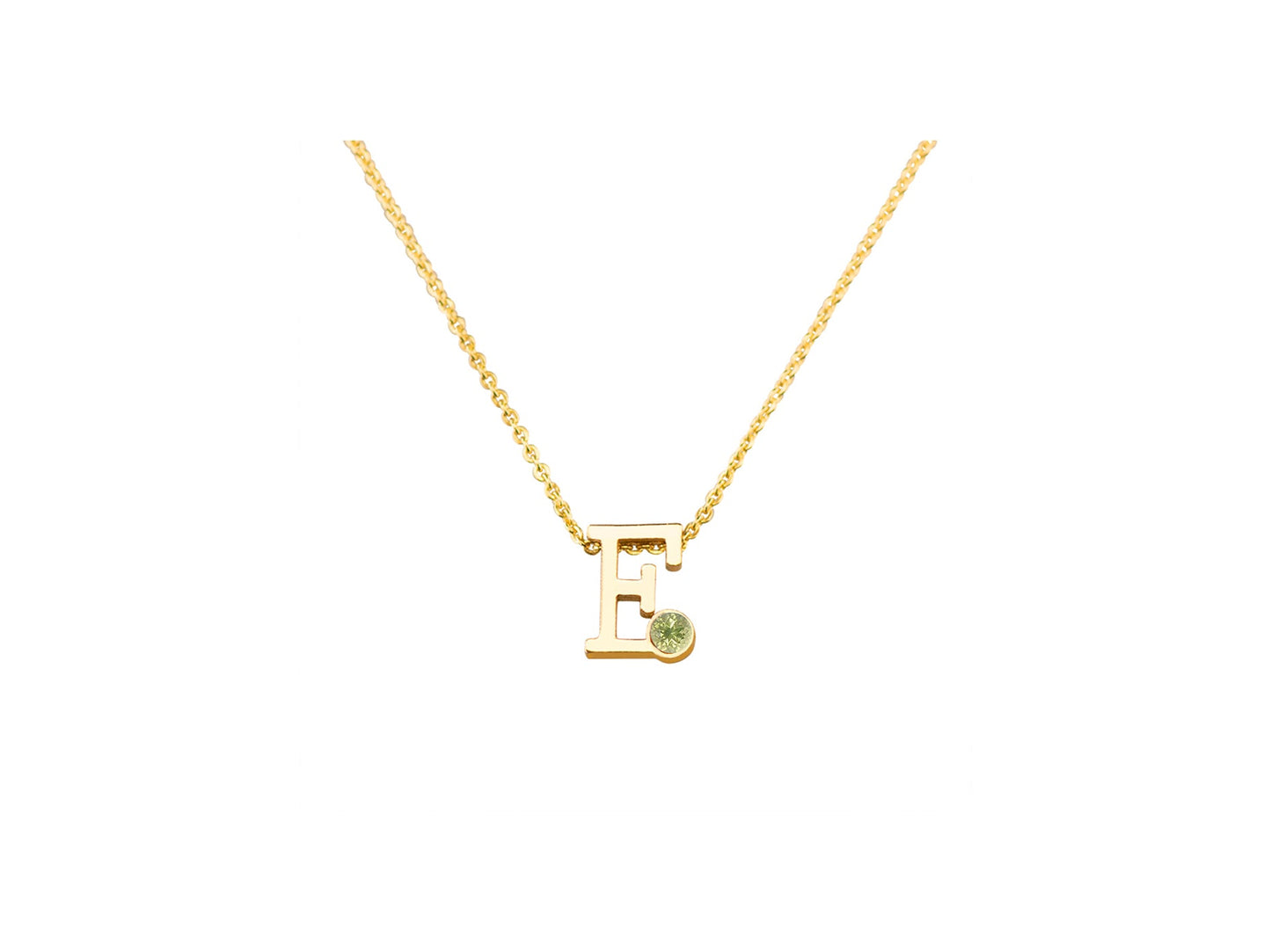 Geelgouden letter gedenkhanger met geboortesteentje inclusief collier