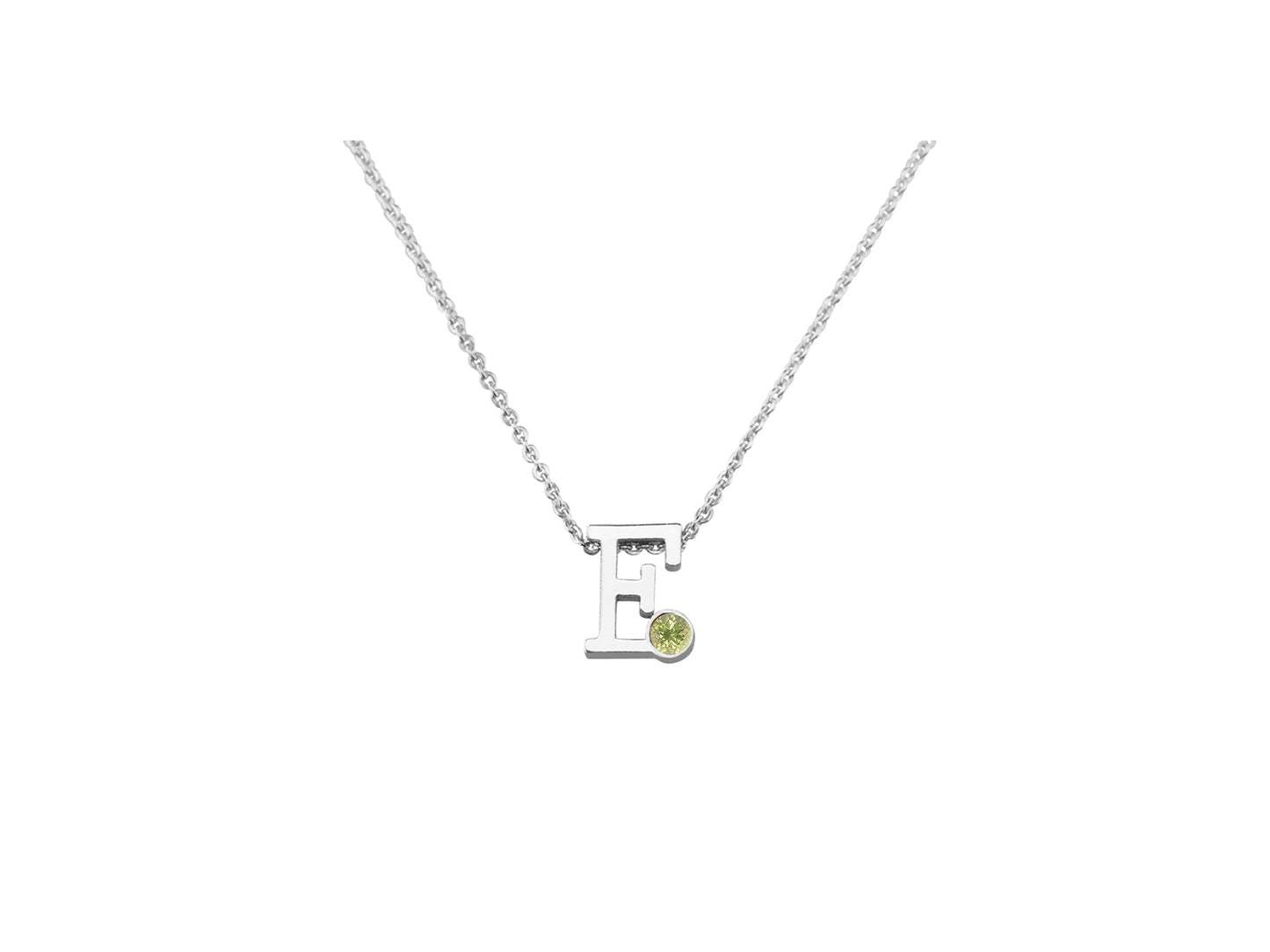 Collier met initiaal/letter  hanger met geboortesteentje naar keuze.