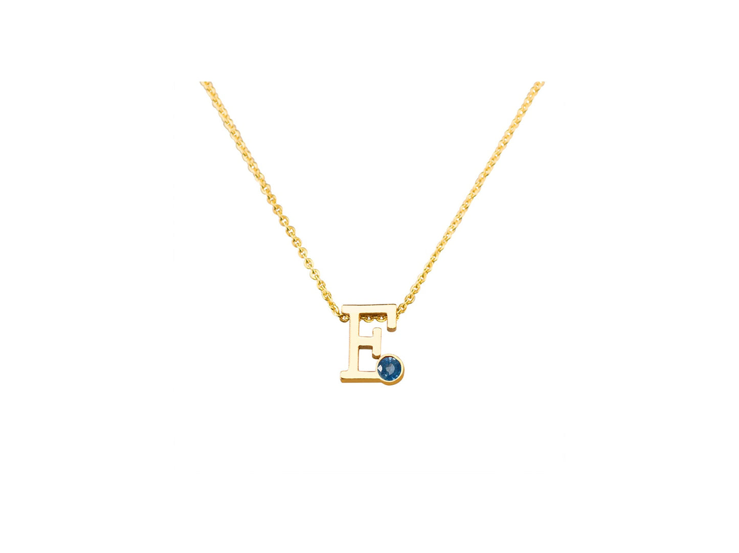 Geelgouden letter gedenkhanger met geboortesteentje inclusief collier