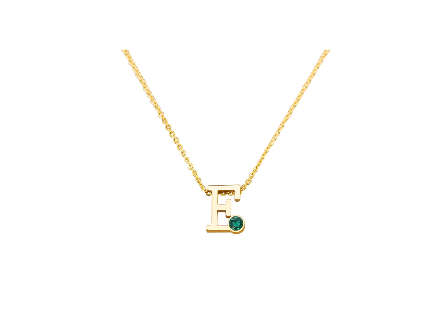 Geelgouden letter gedenkhanger met geboortesteentje inclusief collier