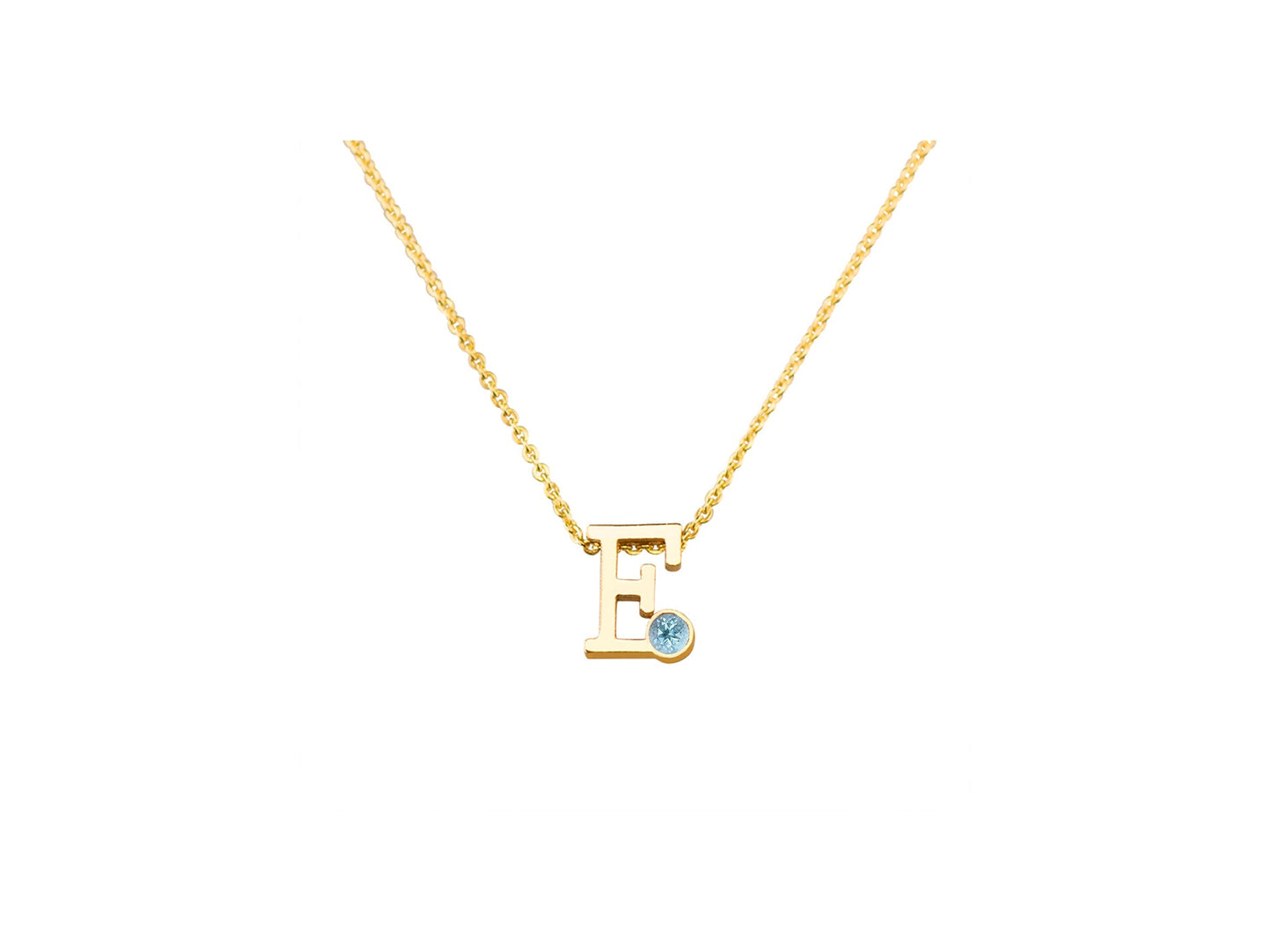 Geelgouden letter gedenkhanger met geboortesteentje inclusief collier