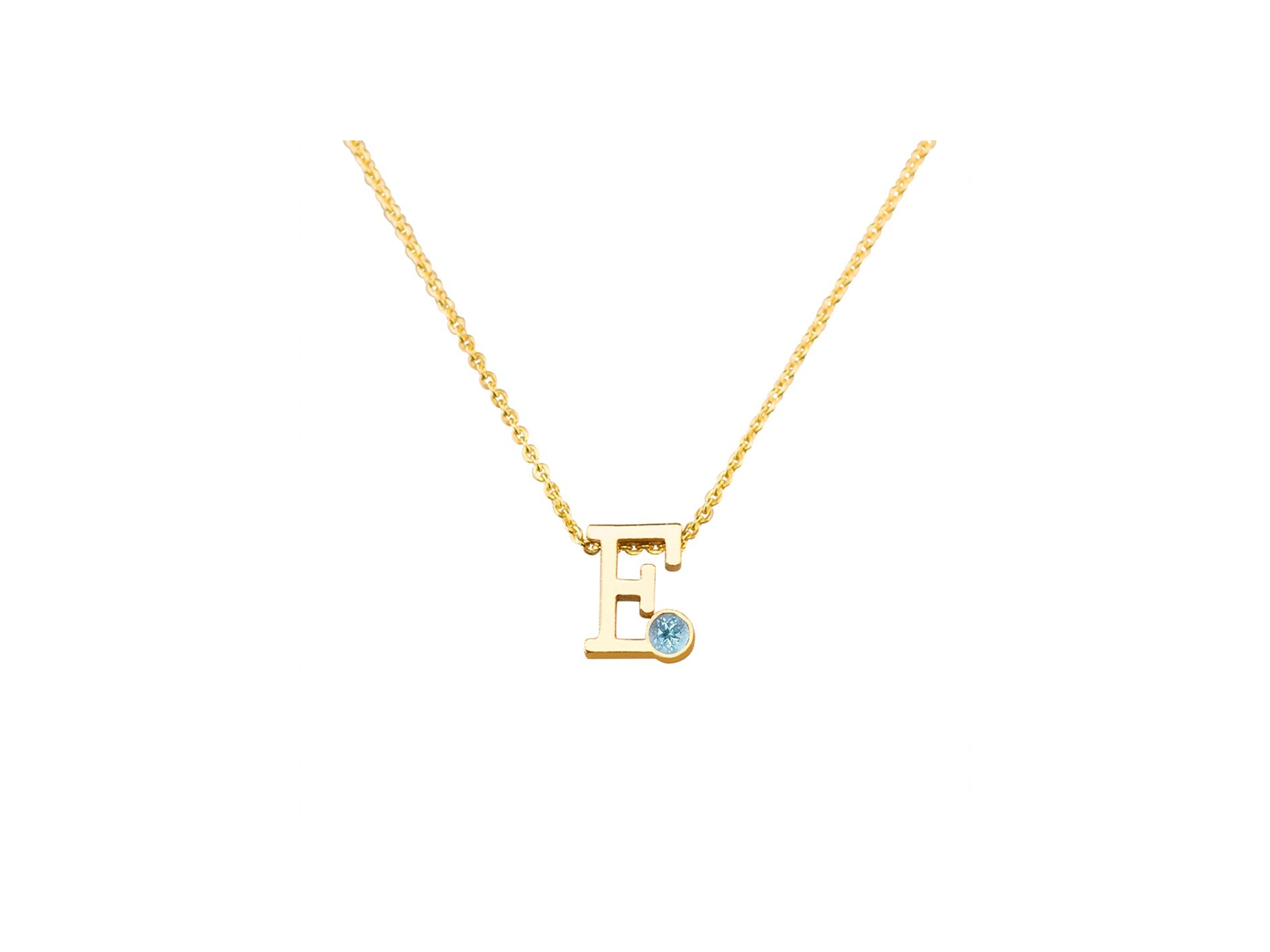 Geelgouden letter gedenkhanger met geboortesteentje inclusief collier