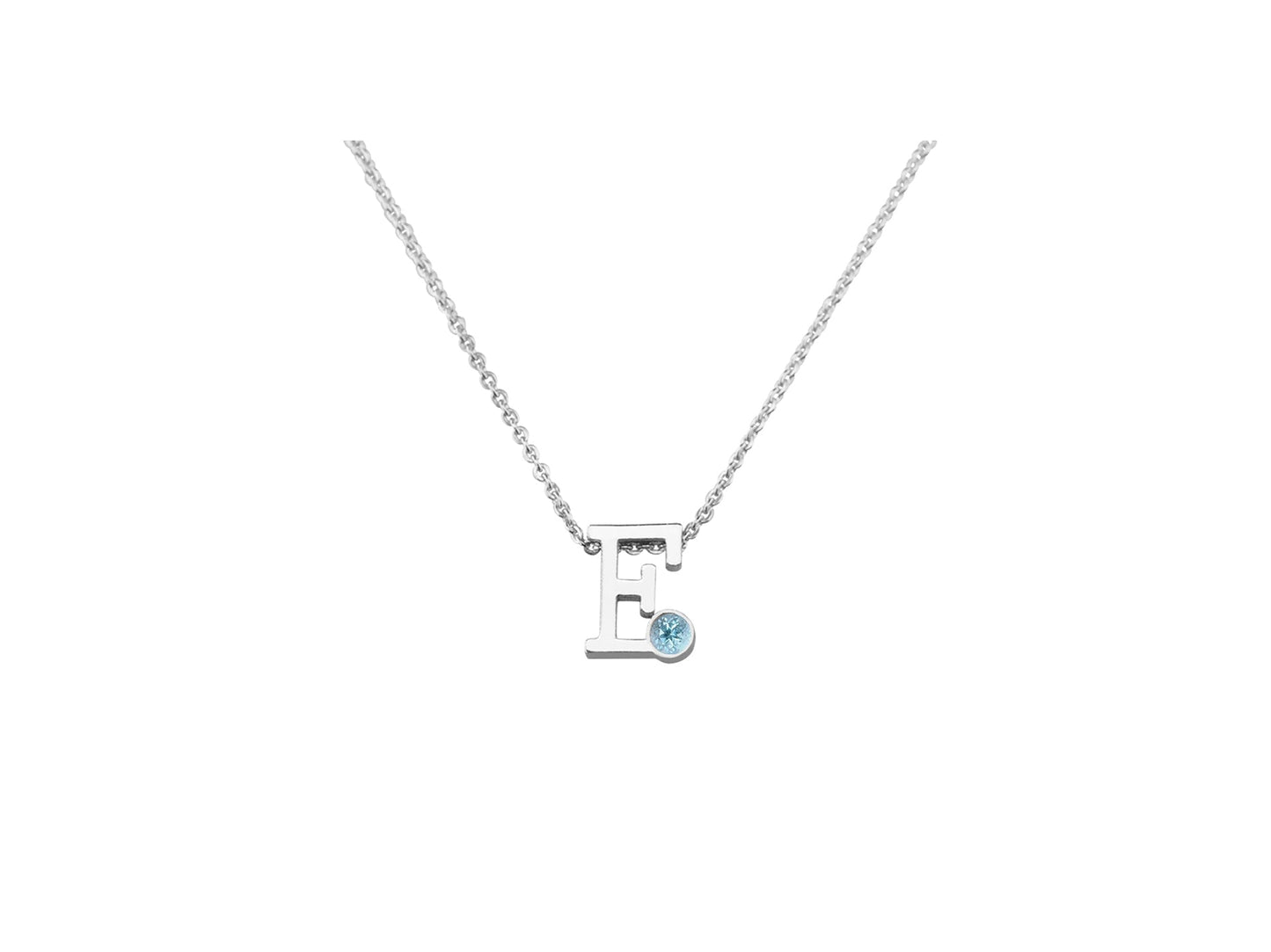 Collier met initiaal/letter  hanger met geboortesteentje naar keuze.