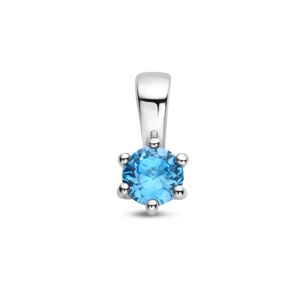 Exclusieve zilveren 925 sterling hanger met zirkonia geboortesteen maart uit onze collectie geboortesieraden.