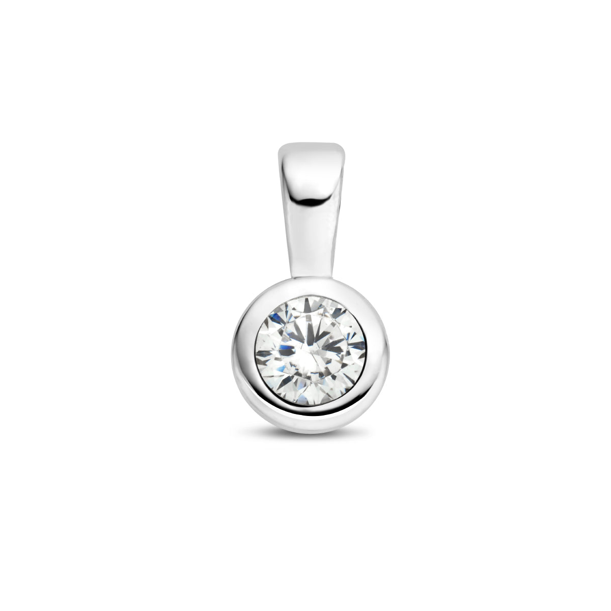 Exclusieve zilveren 925 sterling hanger met zirkonia geboortesteen april uit onze collectie geboortesieraden.