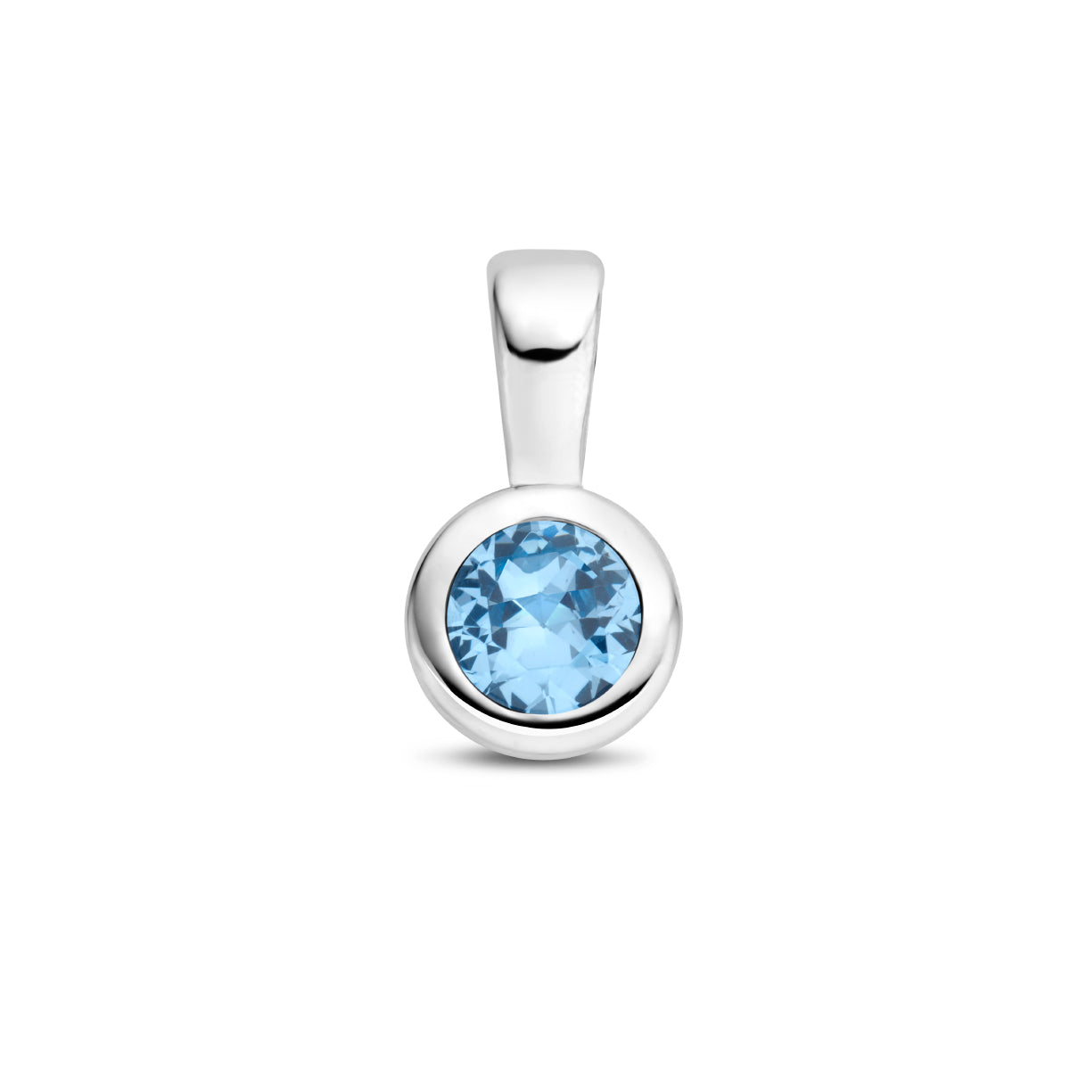 Exclusieve zilveren 925 sterling hanger met zirkonia geboortesteen maart uit onze collectie geboortesieraden.