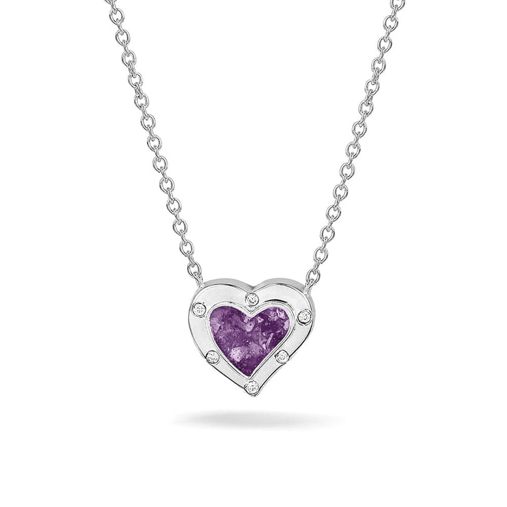 Ashanger hart, gedenksieraad, waar as en haar in verwerkt wordt. purple